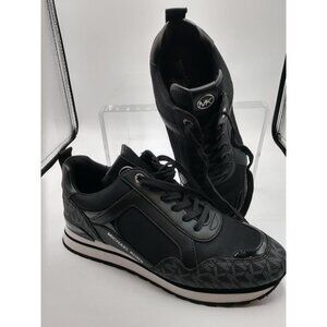 Michael Kors Black Monogram Lace-Up Sneakers Size 8M